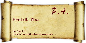Preidt Aba névjegykártya